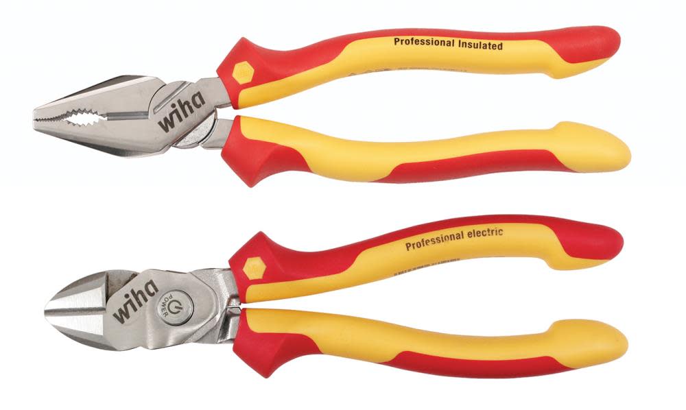 Wiha Insulated Combination Pliers & BiCut SuperCut Pliers Set 2 Piece - Ascmtools