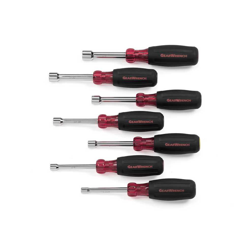 GEARWRENCH 7 pc Full Hollow Shaft Cushion Grip SAE Nut Driver Set - Ascmtools