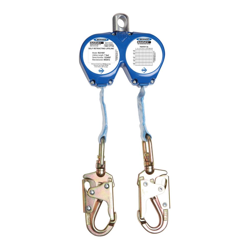 Werner 7 ft Dual Leg Web Self-Retracting Lifeline - Ascmtools