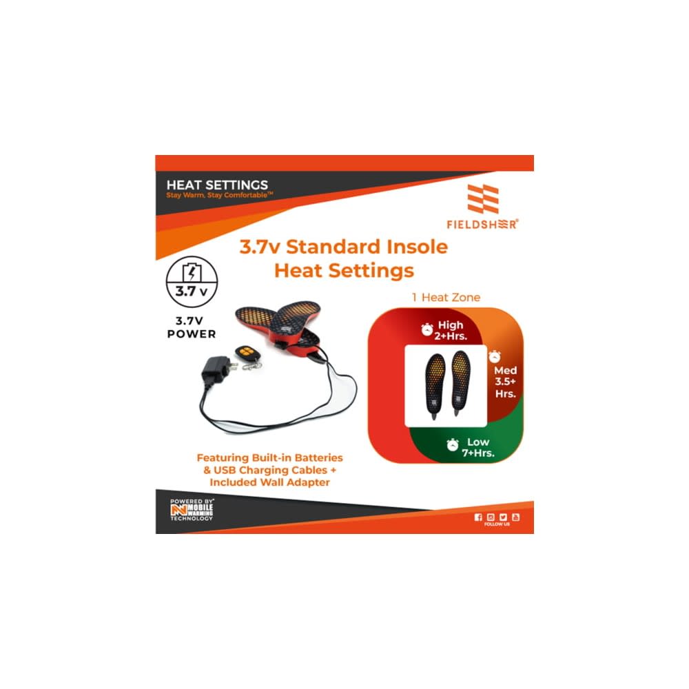 Mobile Warming 3.7V Standard Heated Insoles XL Black - Ascmtools