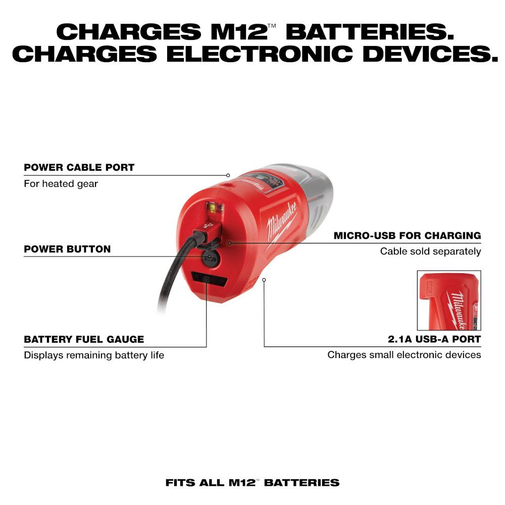 Milwaukee M12 Charger and Portable Power Source - Ascmtools