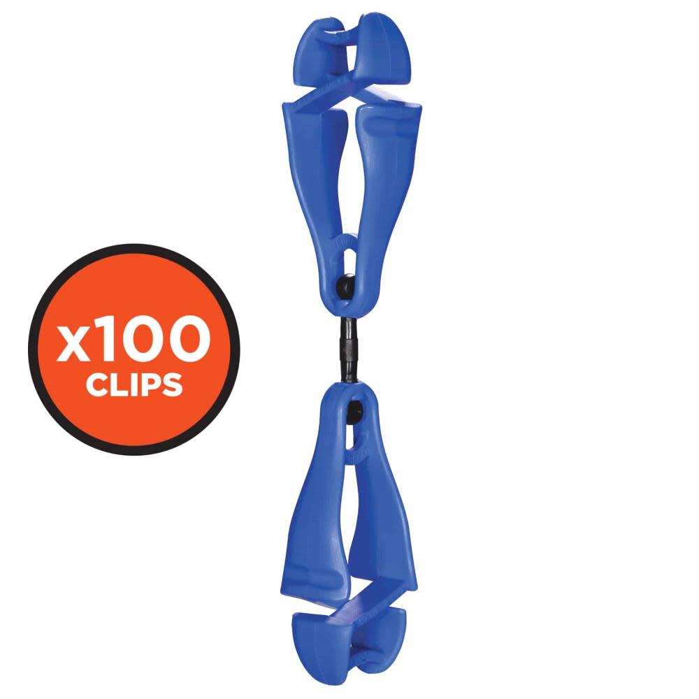 Ergodyne Squids 3420-BULK Swivel Glove Clip Holder Dual Clips Blue 100pk - Ascmtools