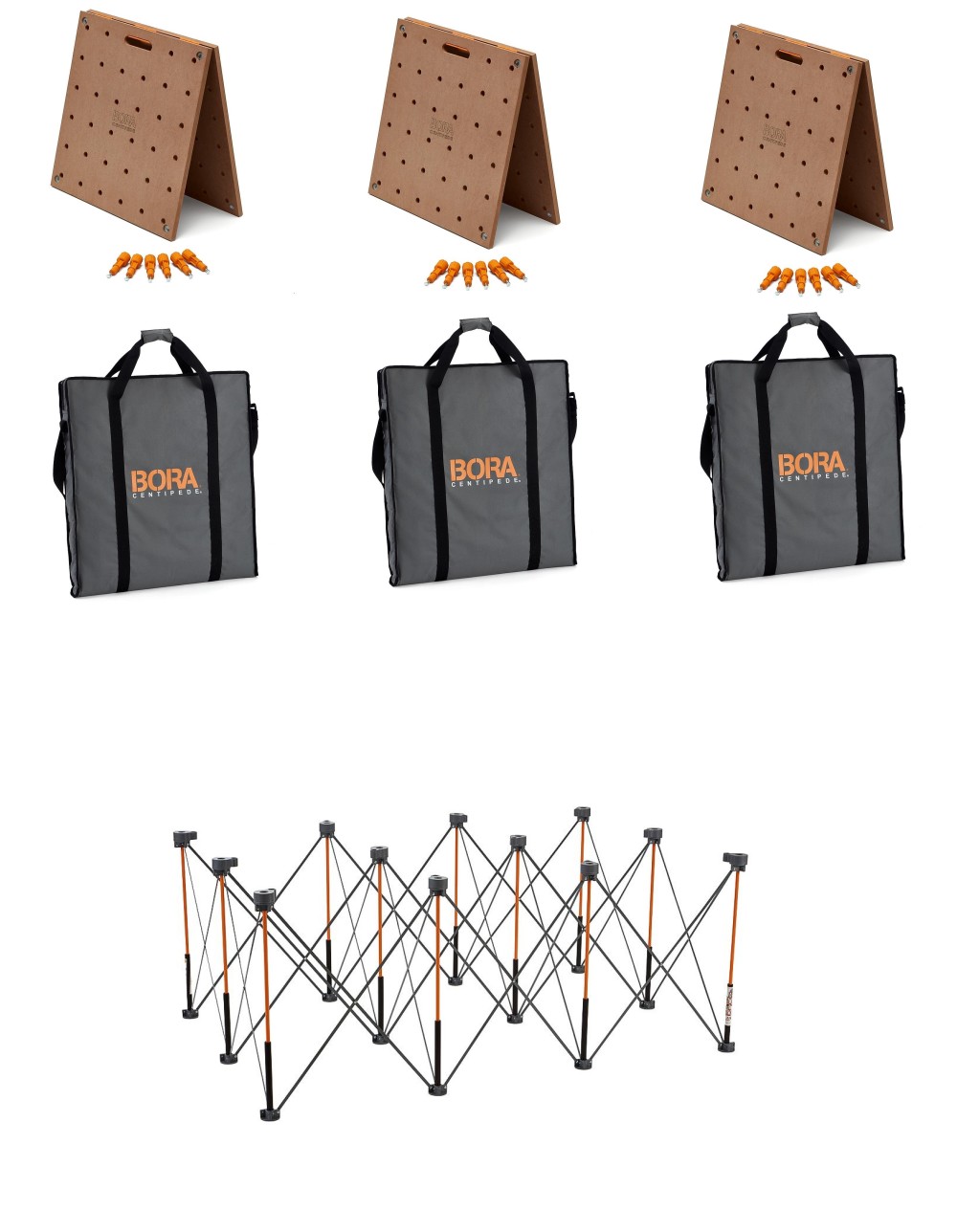 Bora Portamate Centipede 4′ x 6′ Unit with Table Top 3pk and Carry Bag 3pk Bundle - Ascmtools
