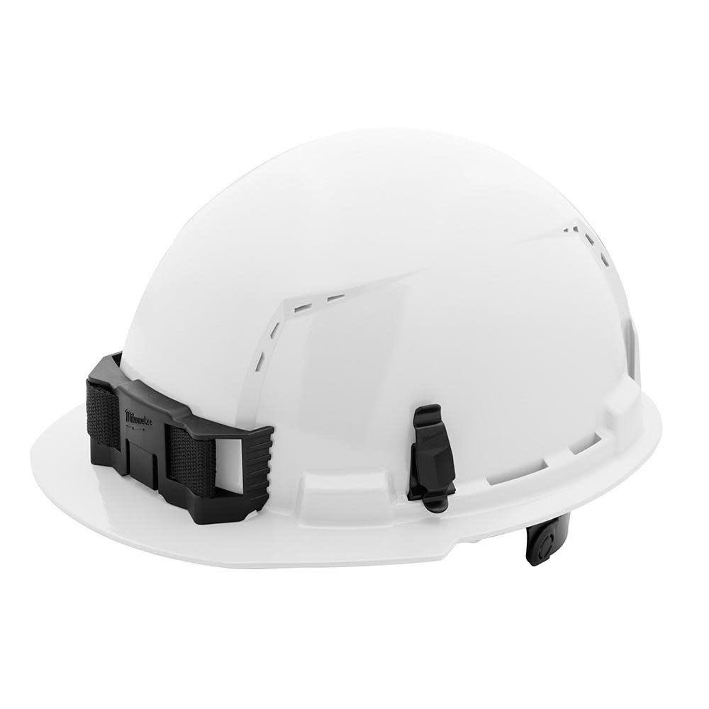 Milwaukee White Front Brim Vented Hard Hat with 6pt Ratcheting Suspension Type 1 Class C - Ascmtools