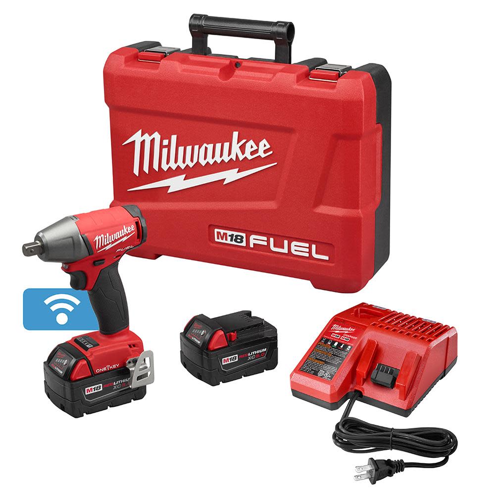 Milwaukee M18 FUEL 1/2 in. Compact Impact Wrench with Pin Detent with ONE-KEY Kit - Ascmtools