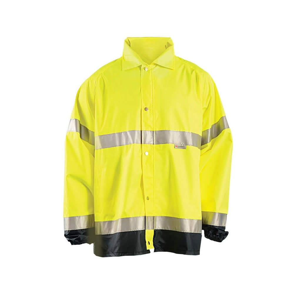 Occunomix Hi-Vis Yellow Class 3 Premium Breathable Rain Jacket Large - Ascmtools