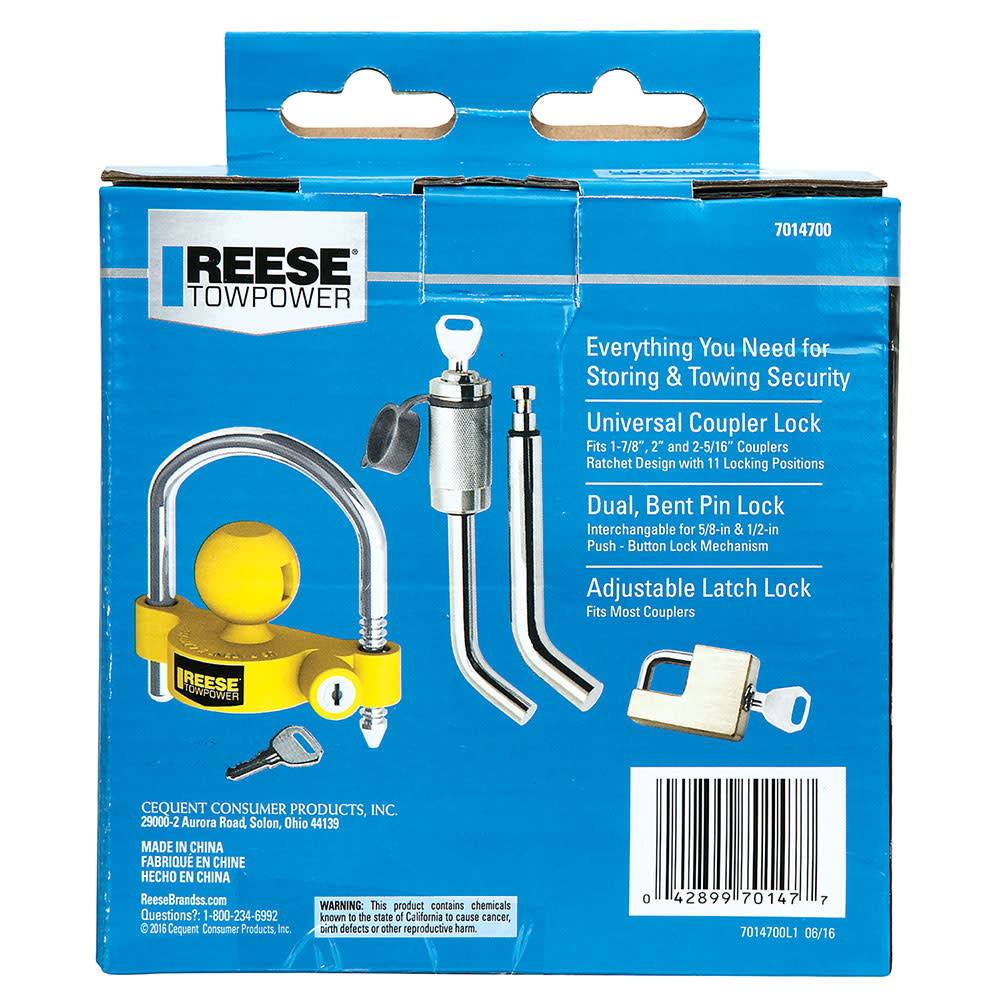 Reese Chrome Keyed Trailer Hitch & Coupler Anti Theft Lock Kit - Ascmtools