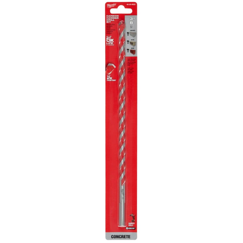 Milwaukee SHOCKWAVE Carbide Hammer Drill Bit 3/8″x10″x12″ - Ascmtools