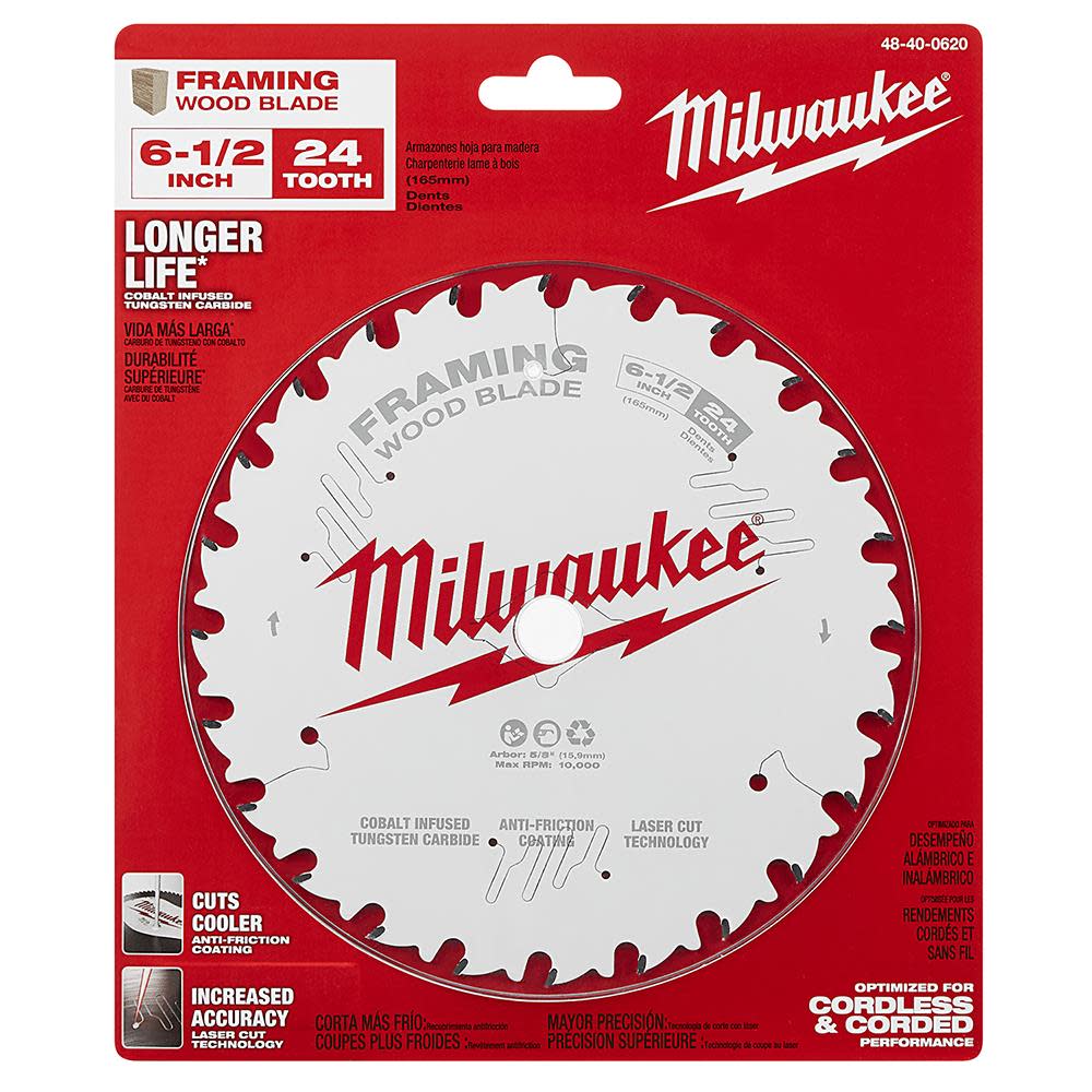 Milwaukee 6-1/2 in. 24T Framing Circular Saw Blade - Ascmtools