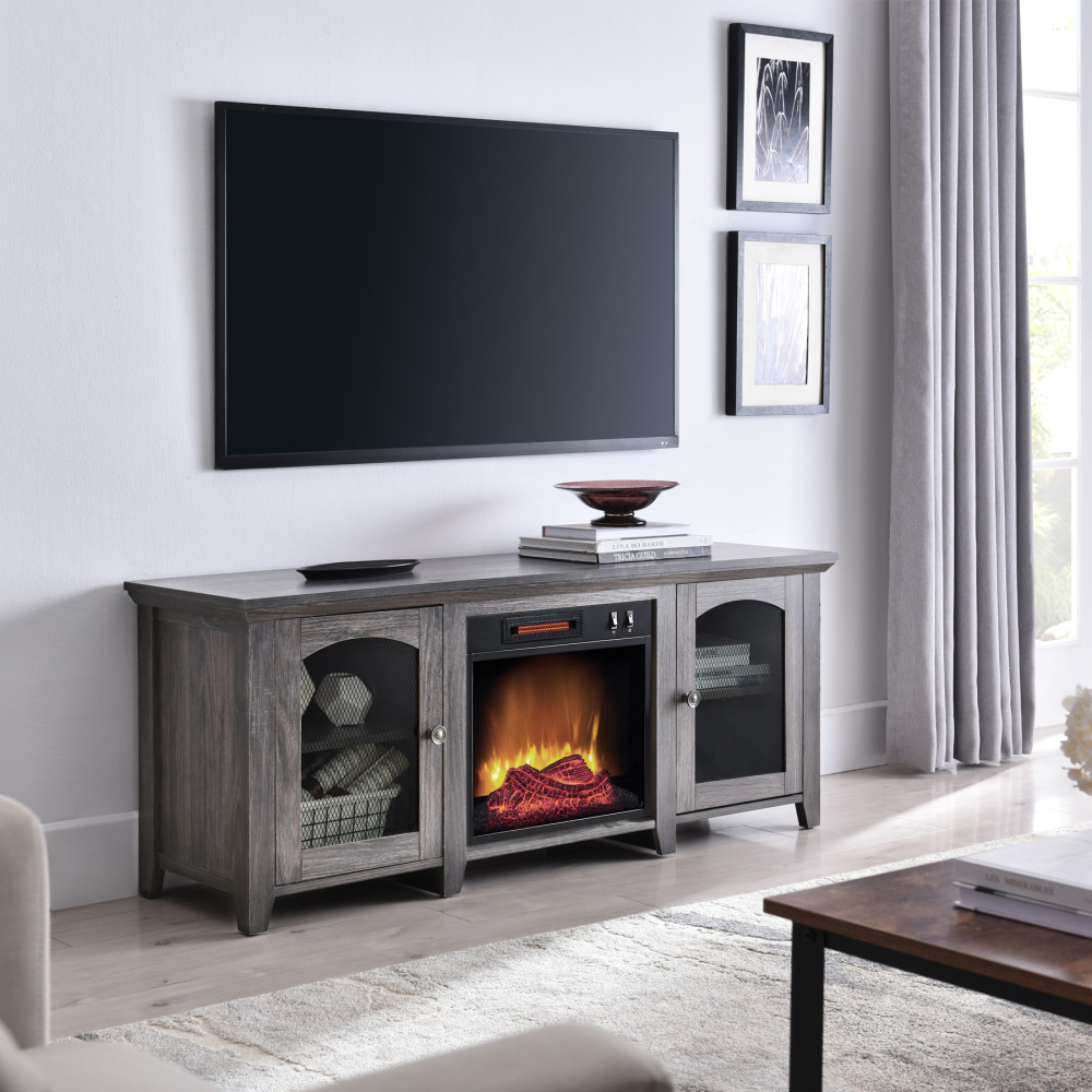 Hearthpro Media Electric Fireplace with Arch Doors - Ascmtools