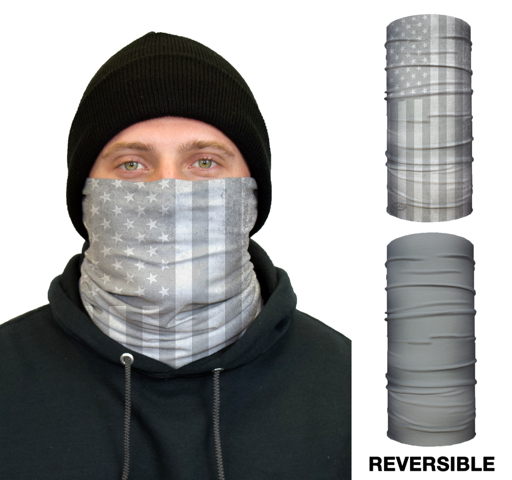 John Boy Thermal Face Guard Reversible White USA Flag and Grey Pattern - Ascmtools