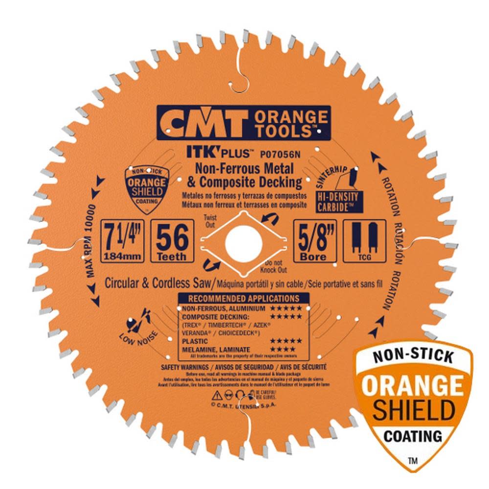 CMT 7-1/4In x 56Tooth ITK Plus for Non-Ferrous and Trex - Ascmtools
