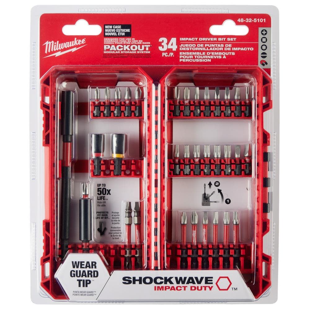 Milwaukee SHOCKWAVE Impact Duty Driver Bit Set 34pc - Ascmtools