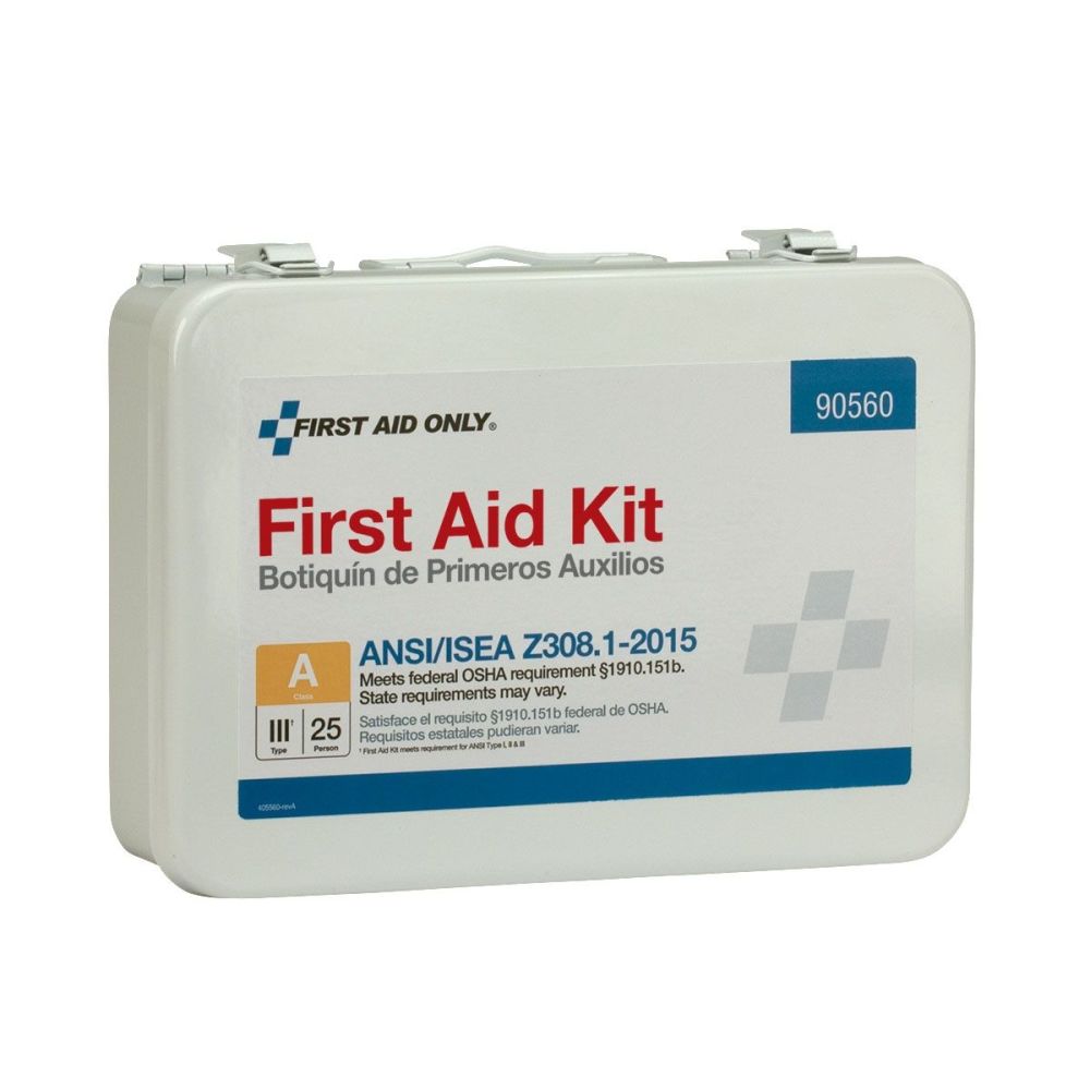 First Aid Only First Aid Kit 25 Person Bulk Metal Case ANSI A - Ascmtools
