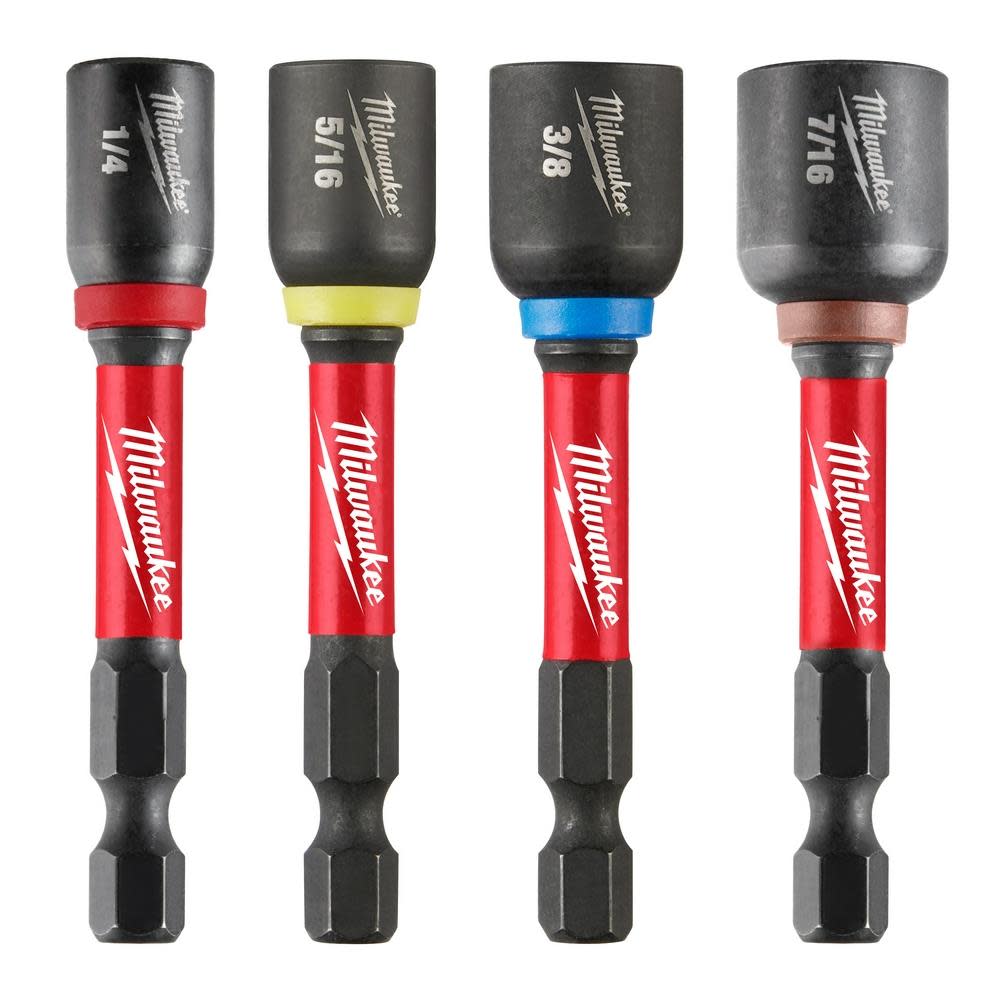 Milwaukee SHOCKWAVE Impact Duty 2 9/16 Magnetic Nut Driver Set 4pc - Ascmtools