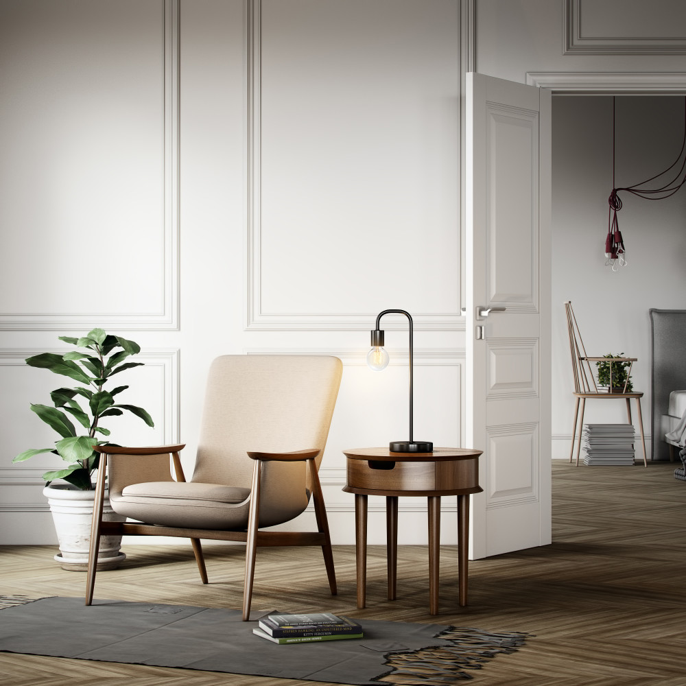 Globe Electric Holden Scandinavian Table Lamp 18″ Satin Black - Ascmtools