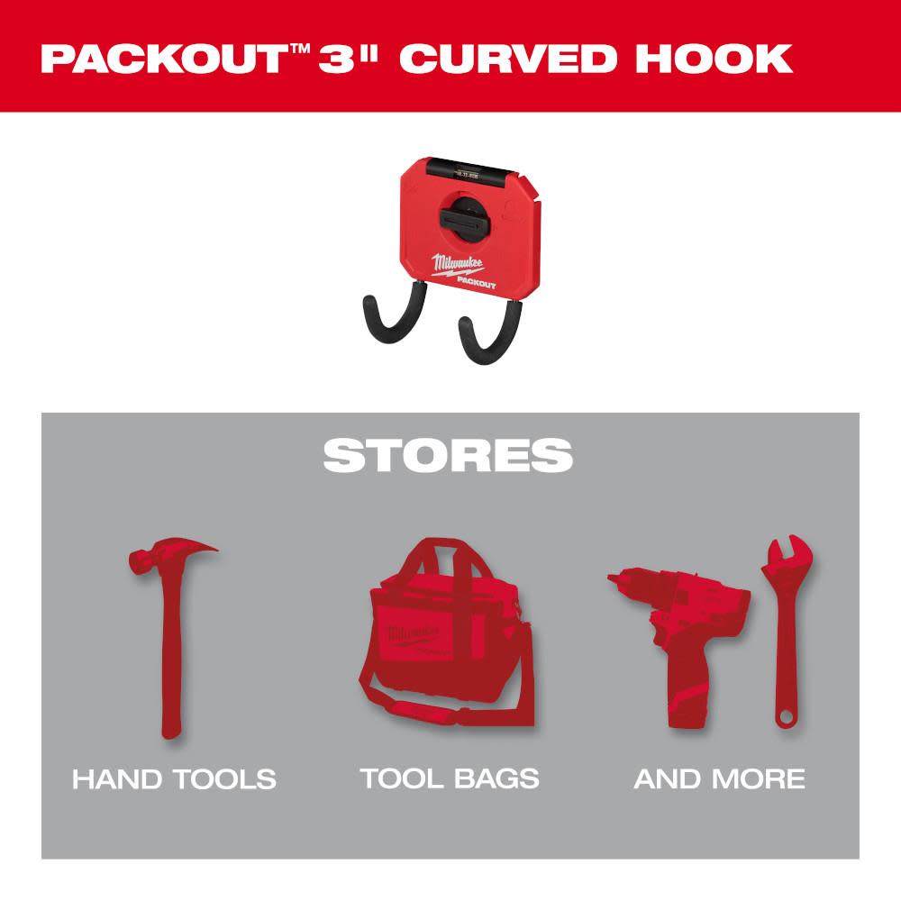 Milwaukee PACKOUT 3 Curved Hook - Ascmtools