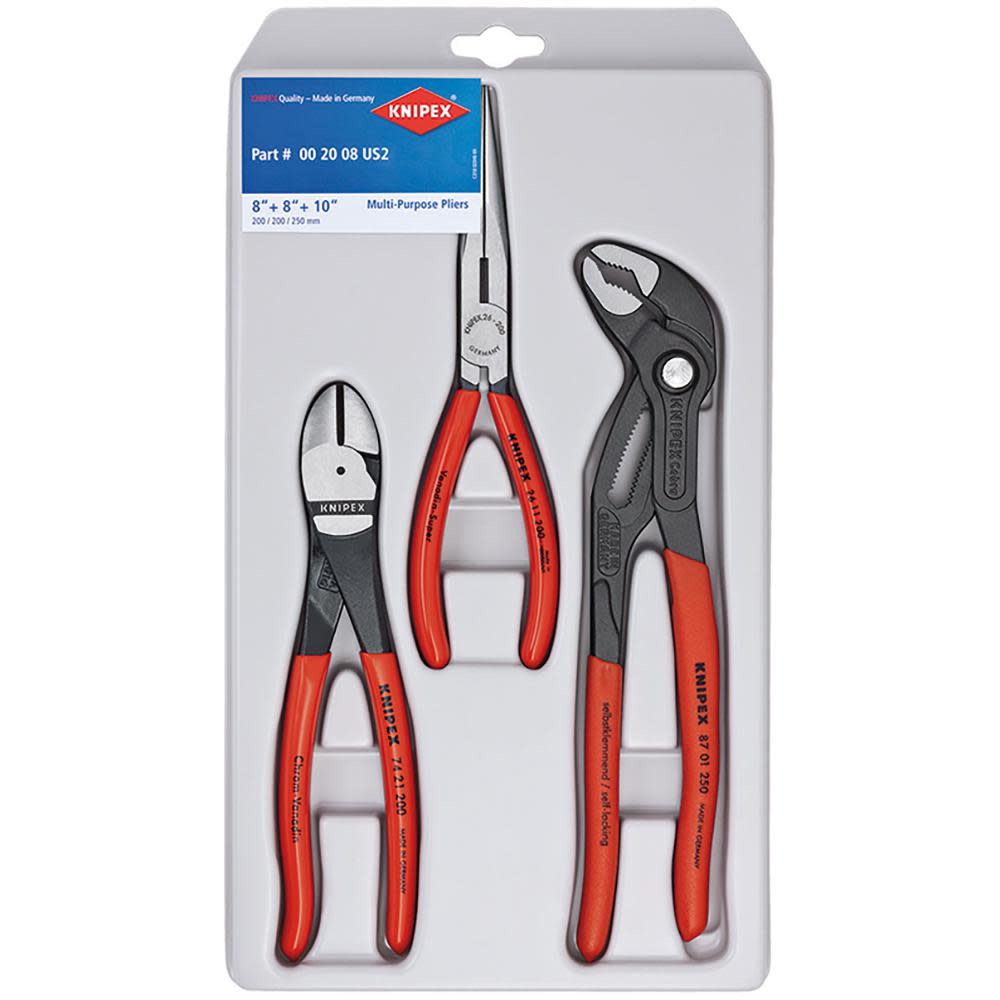 Knipex Kraft Pliers Set 2 Universal 3pc - Ascmtools