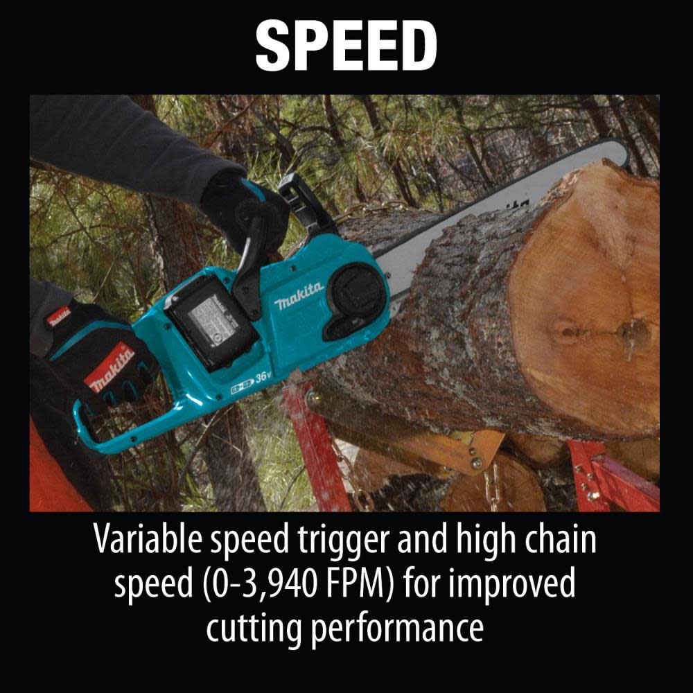 Makita 18V X2 (36V) LXT Lithium-Ion Brushless Cordless 16″ Chain Saw Kit with 4 Batteries (5.0Ah) - Ascmtools