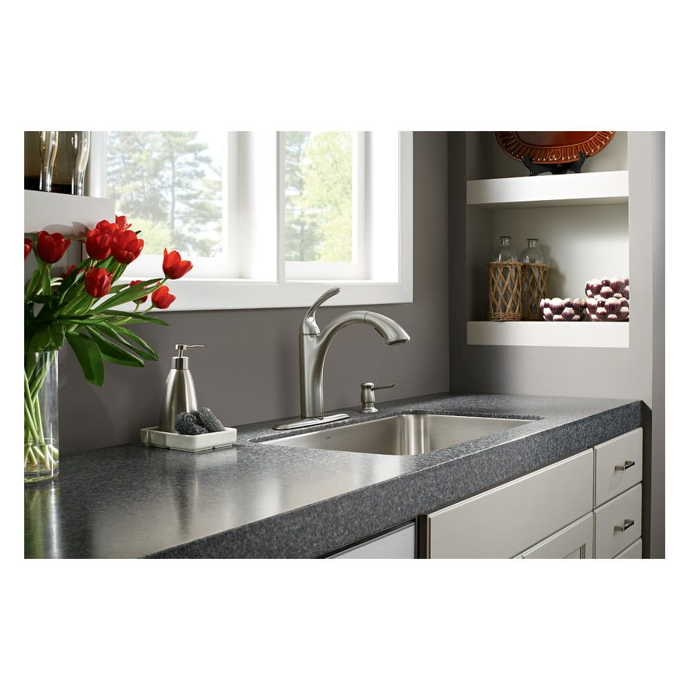 Moen Kinzel Pulldown Kitchen Faucet Spot Resist Stainless Low Arc - Ascmtools