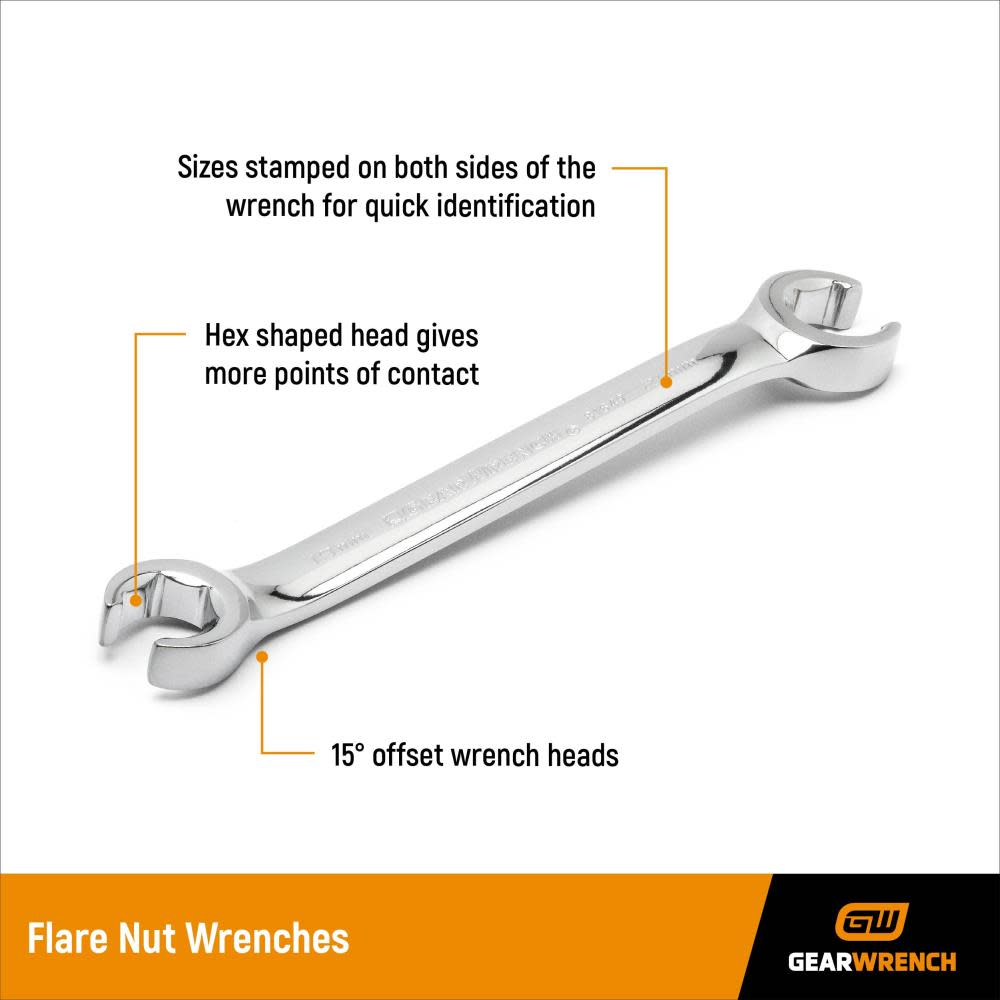 GEARWRENCH Flare Nut Wrench Set 6 Pc. SAE - Ascmtools