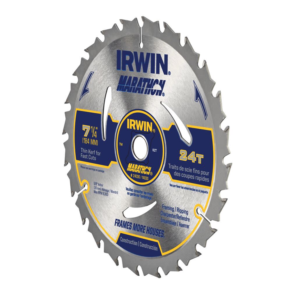Irwin Marathon 7-1/4″ Circular Saw Blade 24T Carbide - Ascmtools