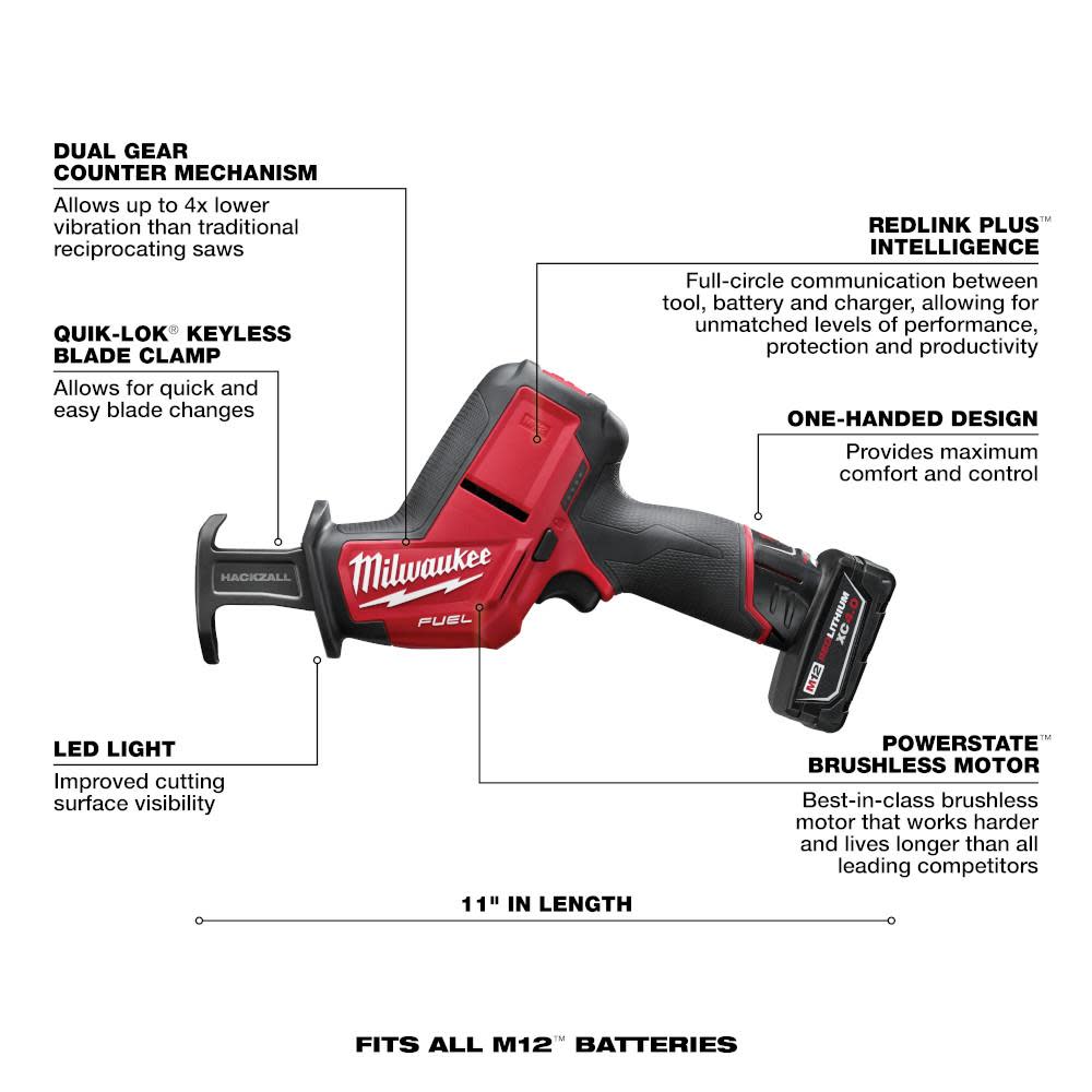 Milwaukee M12 FUEL HACKZALL Reciprocating Saw Kit - Ascmtools