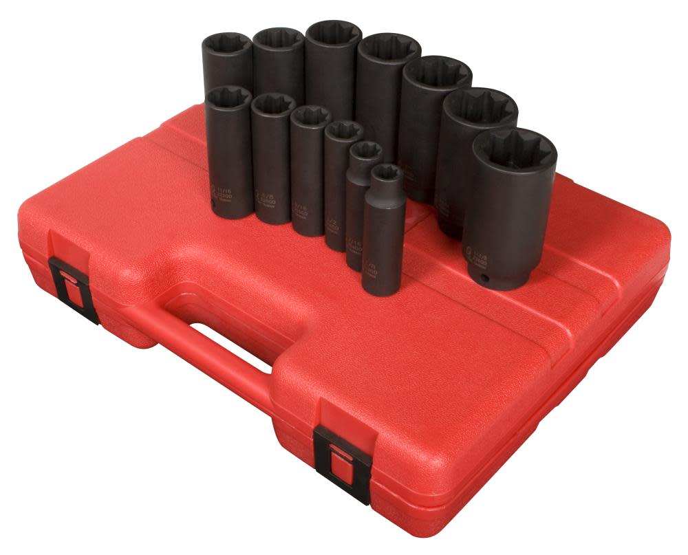 Sunex 1/2 In. Dr Deep 8pt SAE Impact Socket Set 13 pc. - Ascmtools