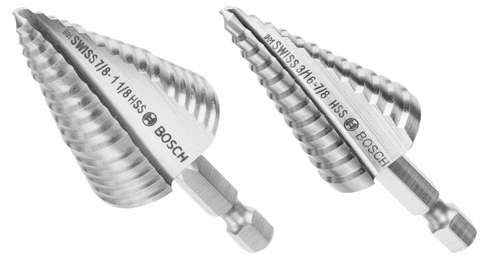 Bosch High Speed Steel Impact Tough Turbo Step Drill Bit Set 2pc - Ascmtools