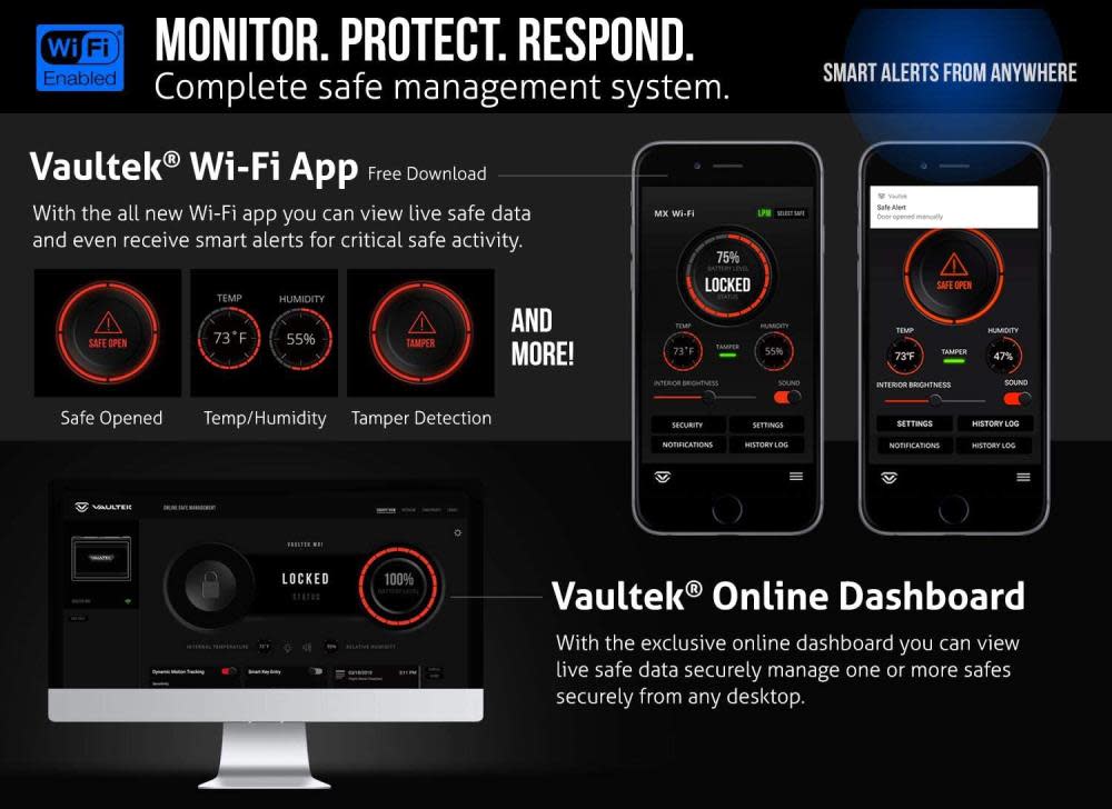 Vaultek Safe NMX WiFi Smart Safe WiFi 8 Pistol Capacity - Ascmtools