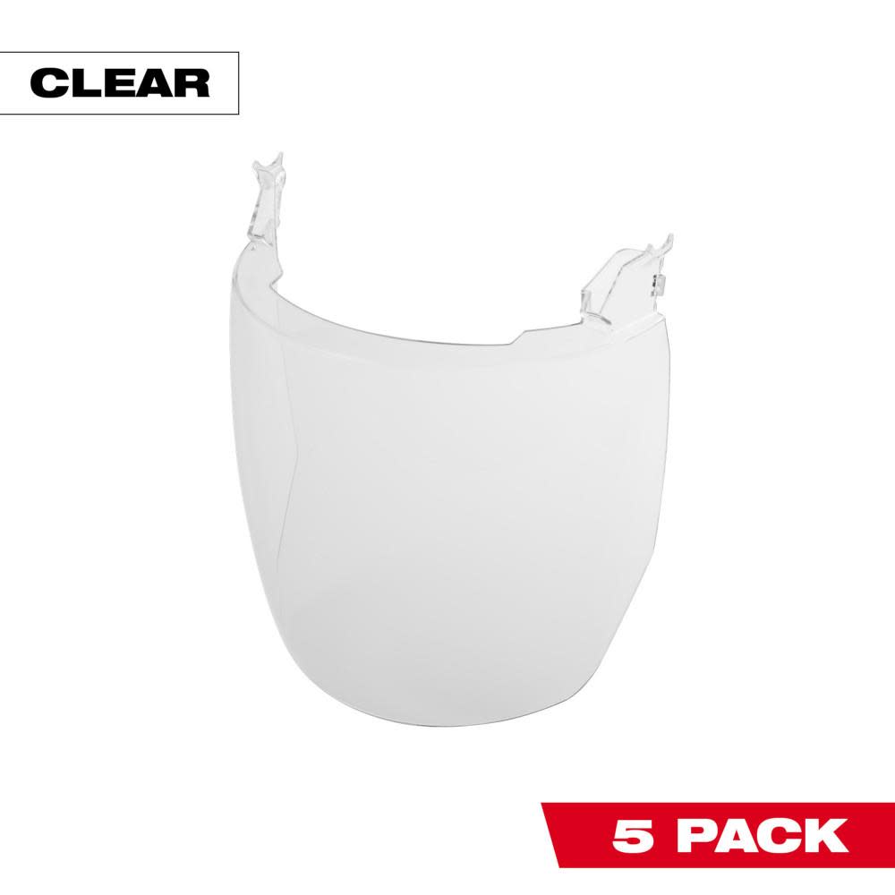 Milwaukee Clear Face Shield Replacement Lenses No Brim Helmet Only Mount 5pk - Ascmtools