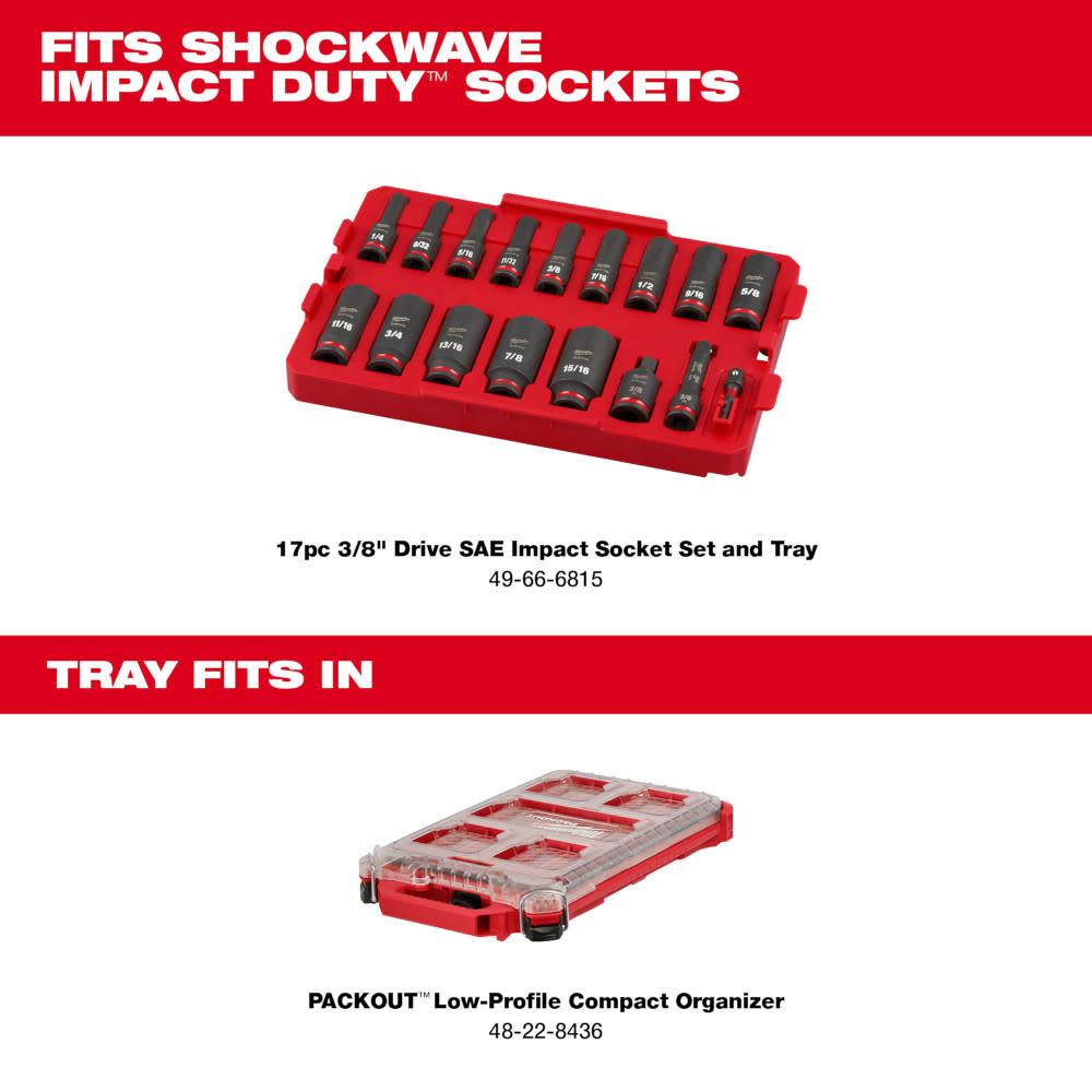 Milwaukee SHOCKWAVE Impact Duty Socket 3/8 Dr 17pc Tray Only - Ascmtools