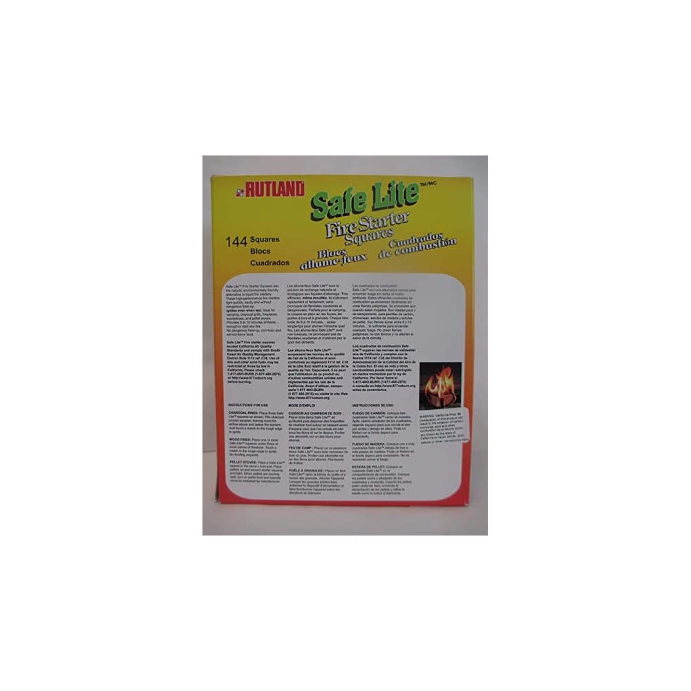 Rutland Safe Lite Fire Starter Square 144pc - Ascmtools