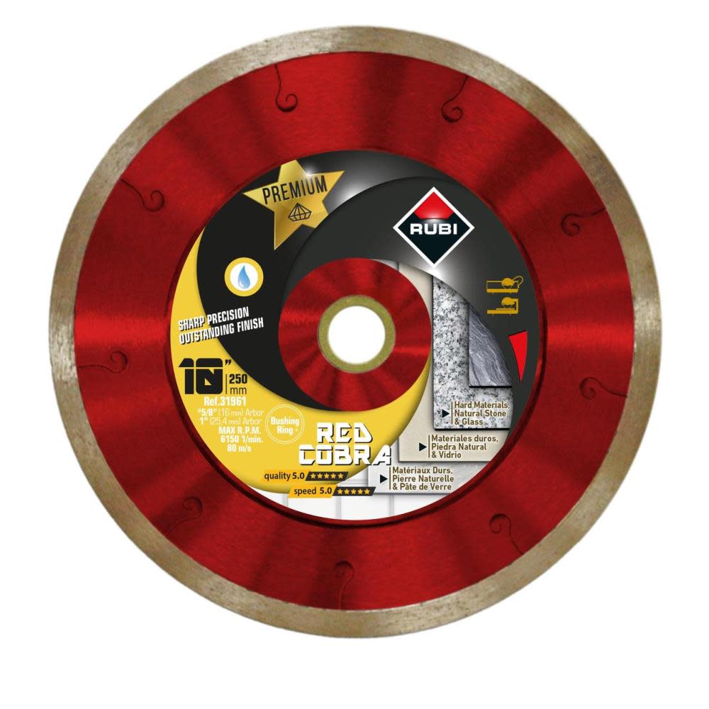 Rubi Tools Premium Venom Wet 10 In. Diamond Blade (7/8″ and 1″ Arbor) - Ascmtools