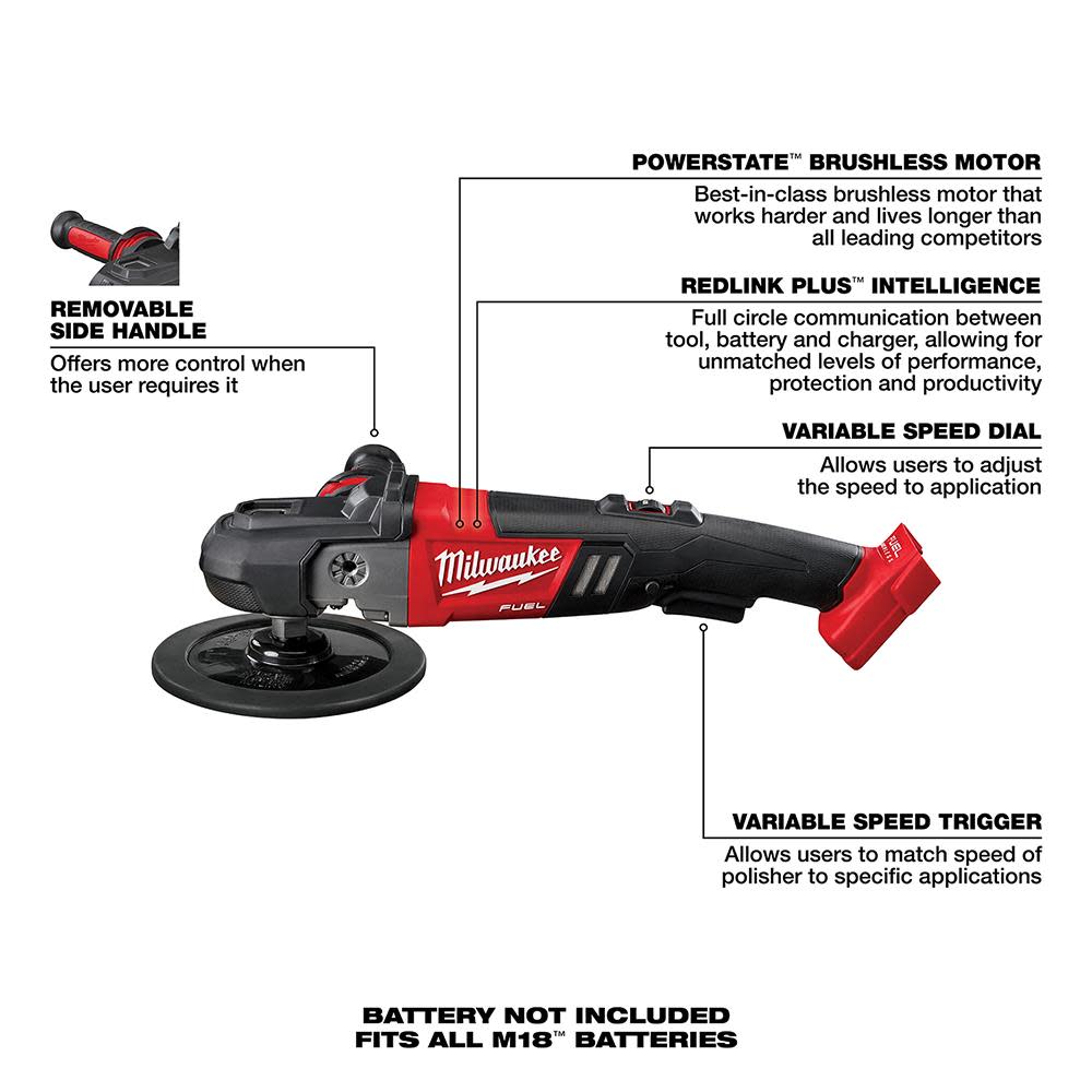 Milwaukee M18 FUEL 7 Variable Speed Polisher - Ascmtools