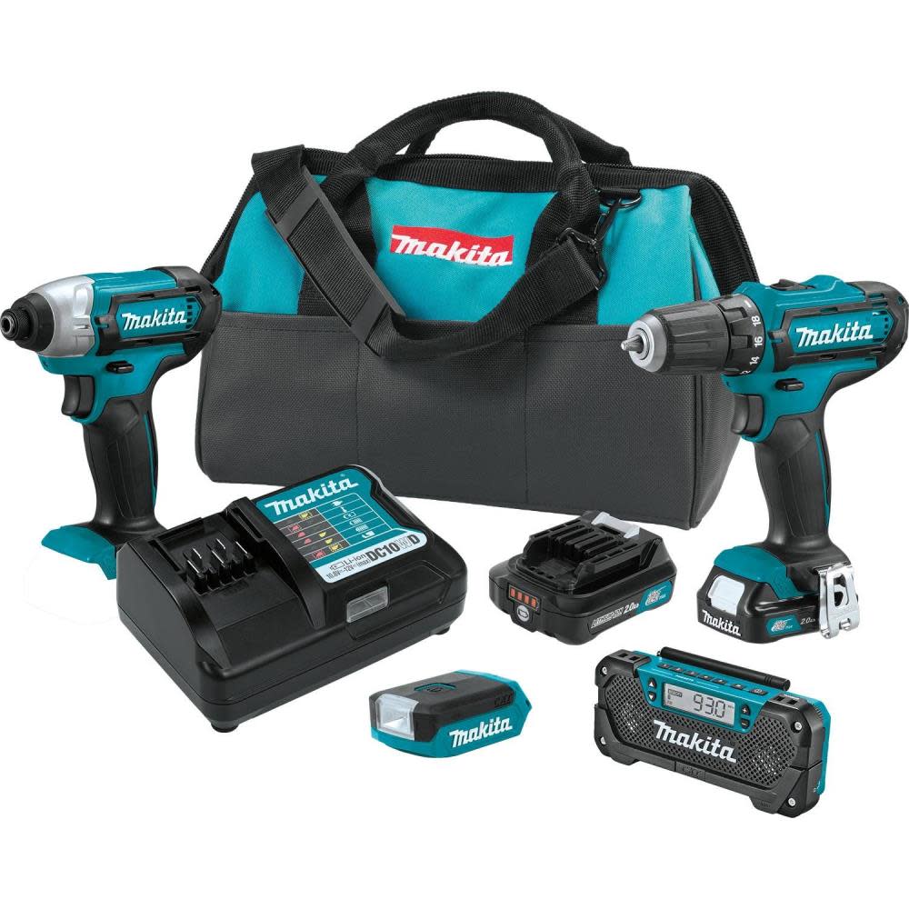 Makita 12V Max CXT Lithium-Ion Cordless 4-Pc. Combo Kit (2.0Ah) - Ascmtools