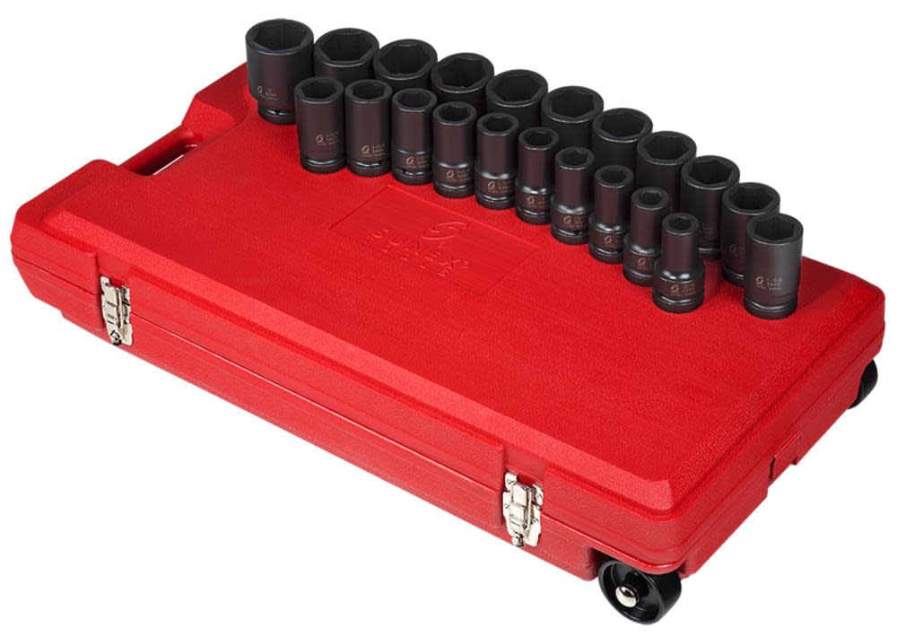 Sunex 1 In. Drive SAE Deep Impact Socket Set 21 pc. - Ascmtools