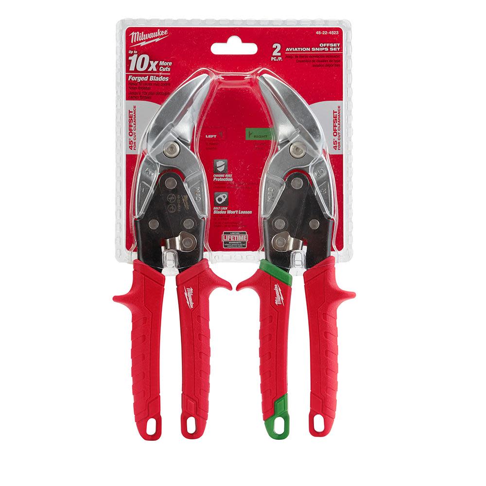 Milwaukee 2-Piece Offset Aviation Snip Set - Ascmtools
