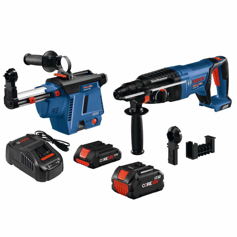 Bosch 18V Bulldog 1″ Rotary Hammer Kit with Mobile Dust Extractor - Ascmtools