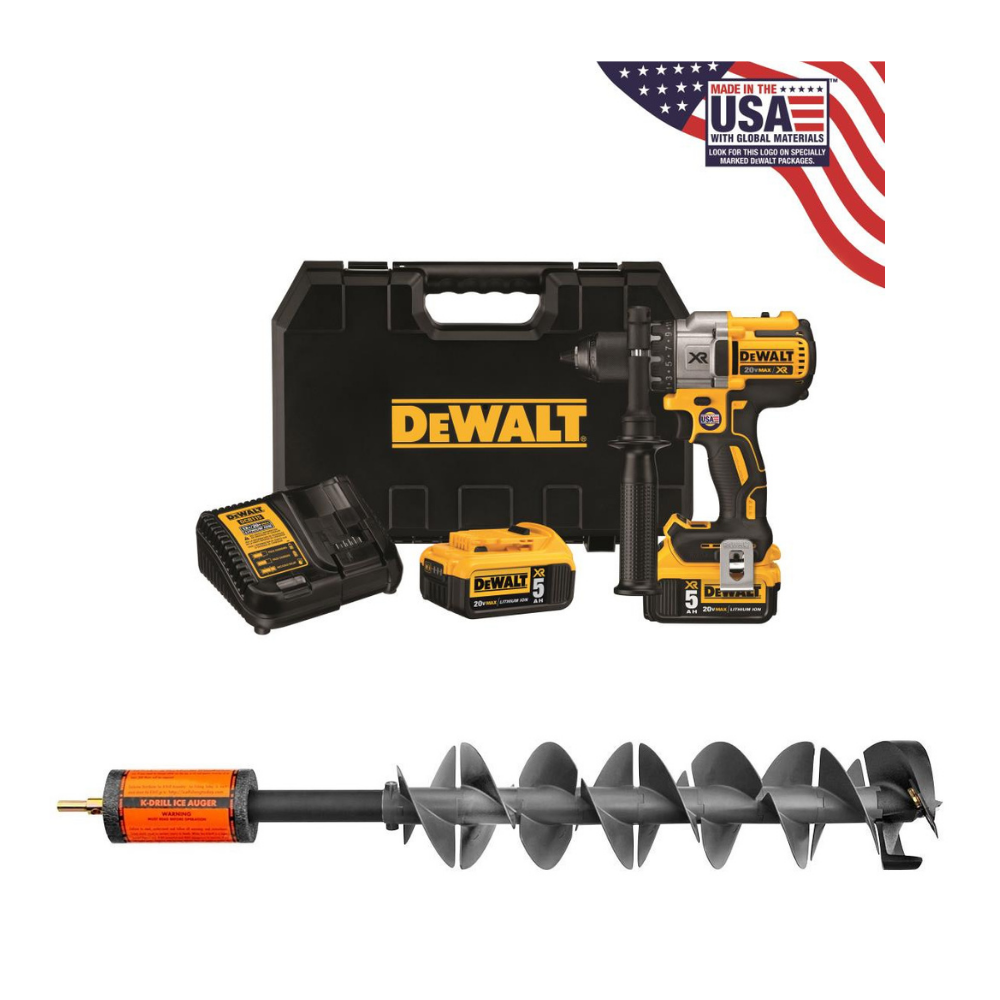 K-Drill 6″ Ice Auger with DEWALT 20v MAX Drill Kit - Ascmtools