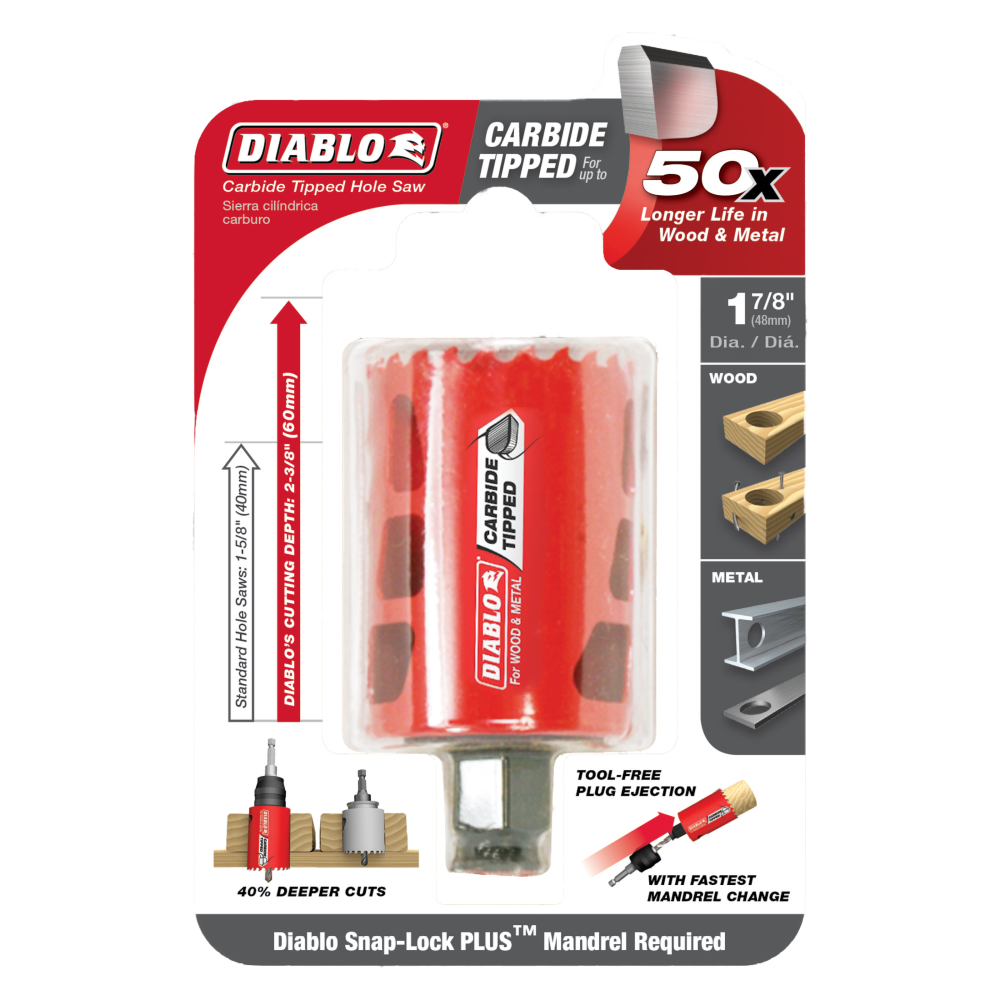 Diablo Tools 1-7/8″ (48mm) Carbide-Tip Wood & Metal Holesaw - Ascmtools