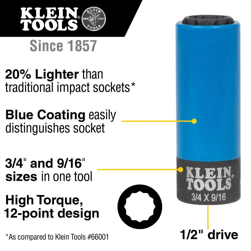 Klein Tools Impact Socket Coated 2 in 1 - Ascmtools