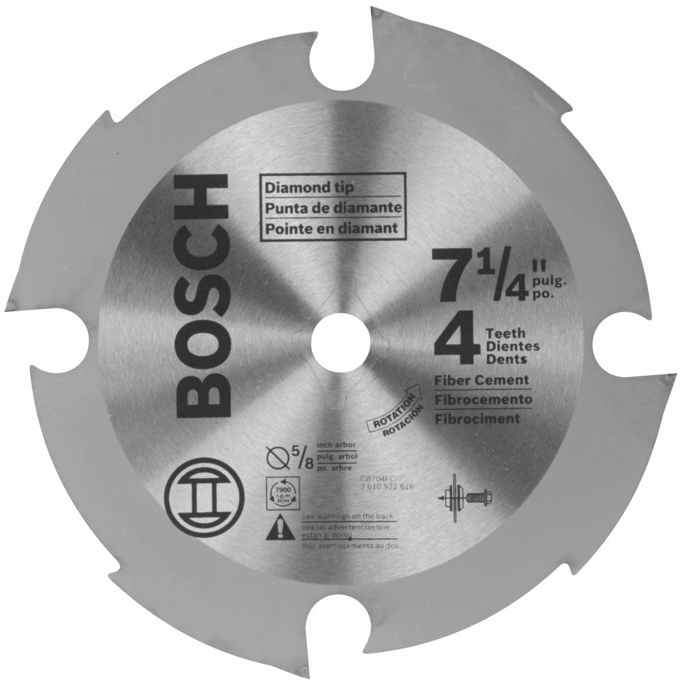 Bosch 7-1/4 In. 4 (PCD) Tooth Fiber Cement Circular Saw Blade for Standard or Wormdrive Saws - Ascmtools