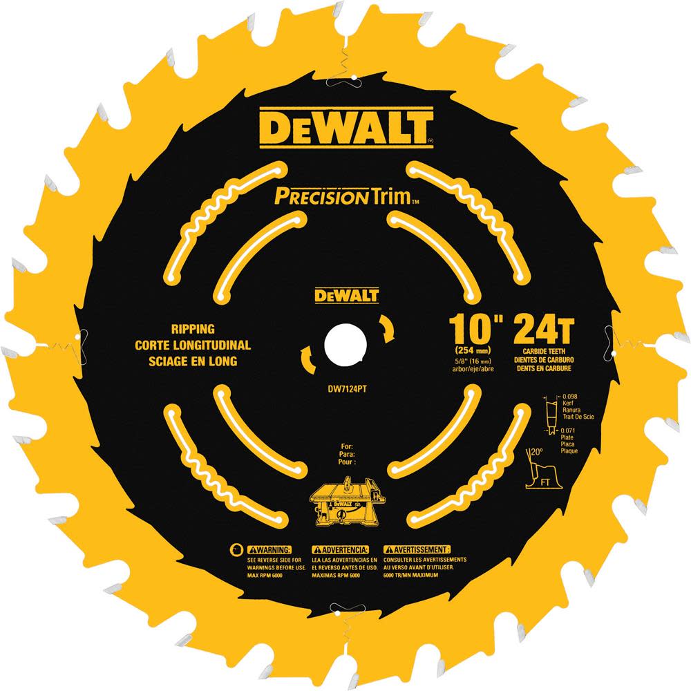 DEWALT 10-in 24T Fast Ripping Saw Blade - Ascmtools