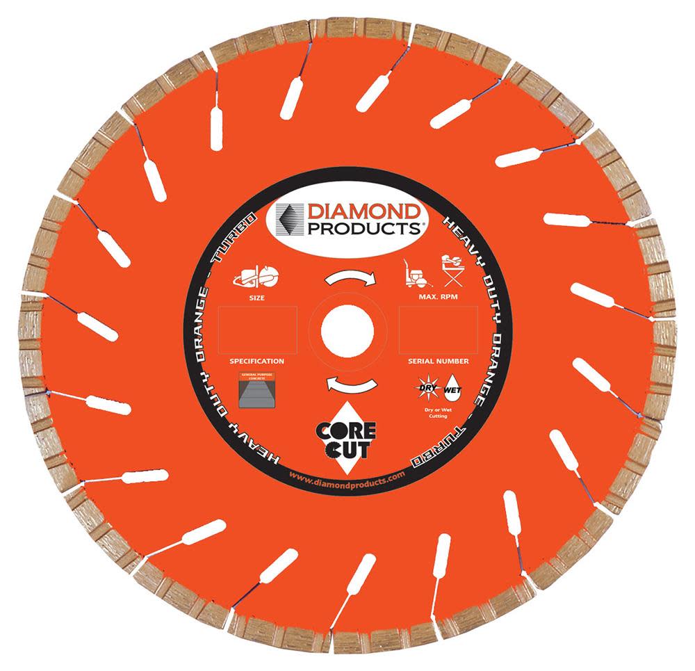 Diamond Products 14 In. x .125 In. x UNV Heavy Duty Orange H.P. Turbo Blade - Ascmtools