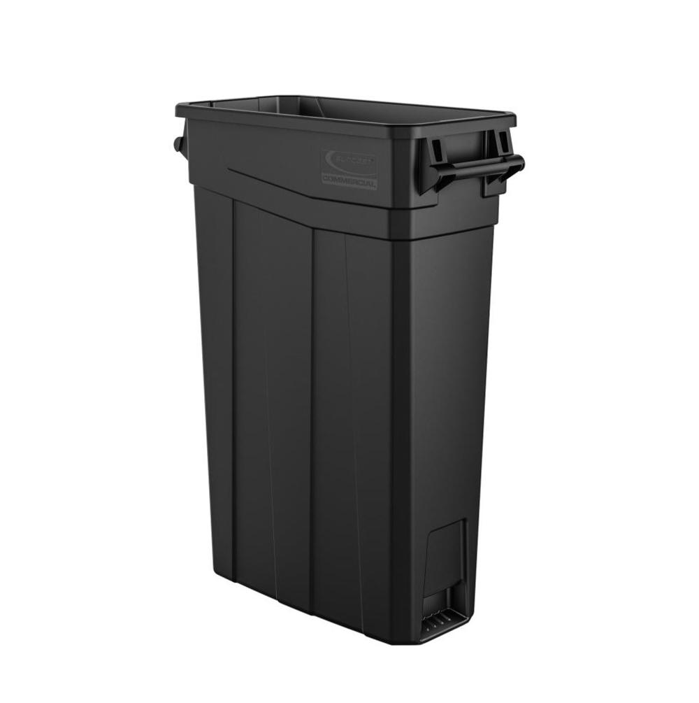 Suncast Plastic Slim Trash Can with Handles – 23 Gallon Black - Ascmtools