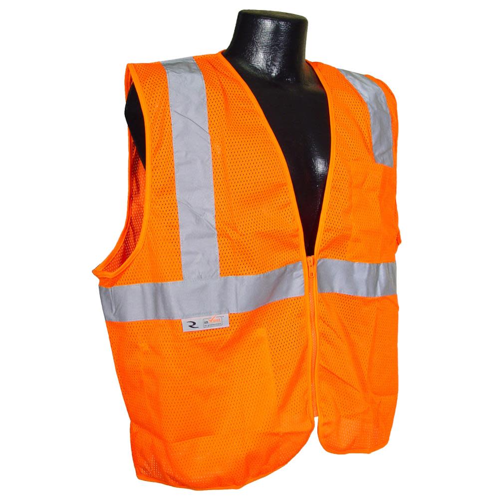 Radians Solid Economy Type R Class 2 Safety Vest with Zipper Hi Viz Orange 3X - Ascmtools