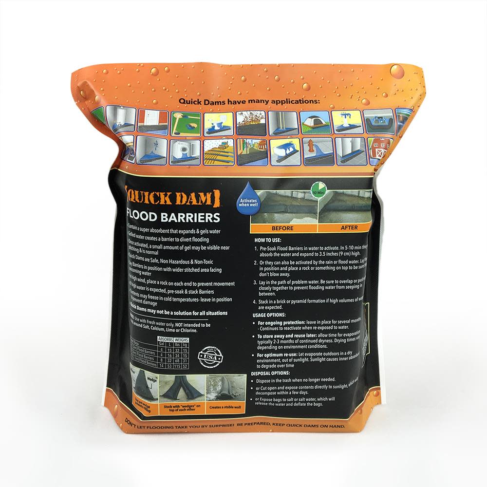 Quick Dam Water Activated Flood Barriers 5ft 2/Pk - Ascmtools
