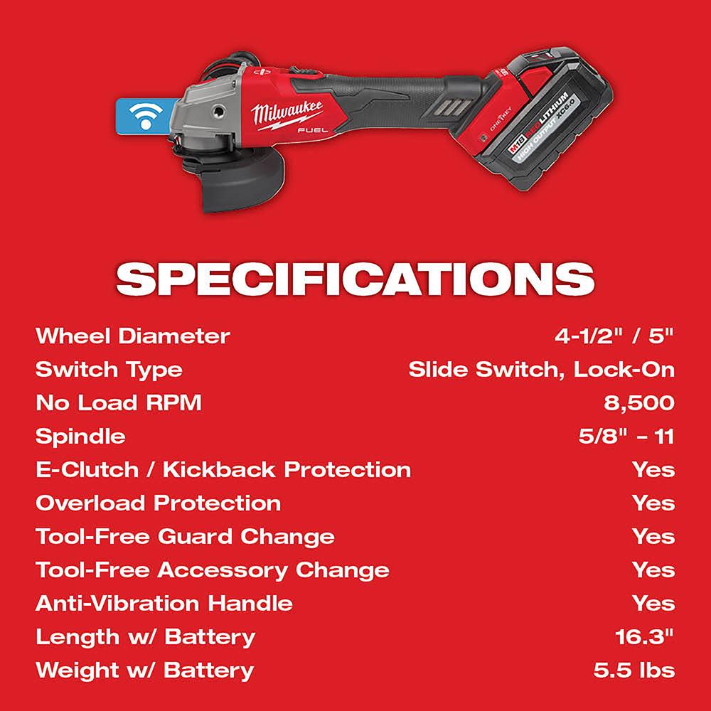 Milwaukee M18 FUEL 4 1/2″ / 5″ Braking Grinder ONE KEY Slide Switch Lock On Kit - Ascmtools