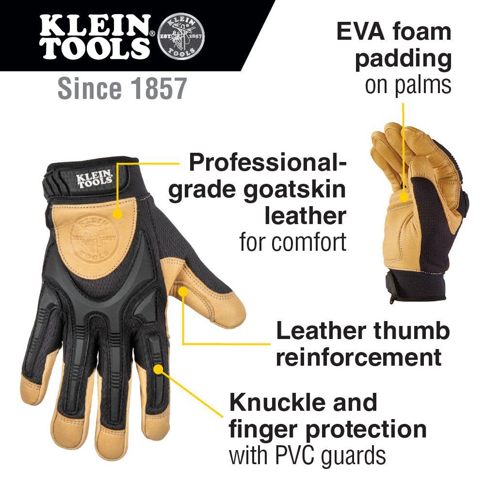 Klein Tools Pair of Leather Work Gloves XL-Large - Ascmtools